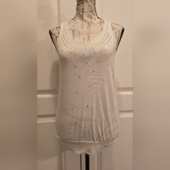 Express Rhinestone Tank Off White Size XS - Picture 8 of 12